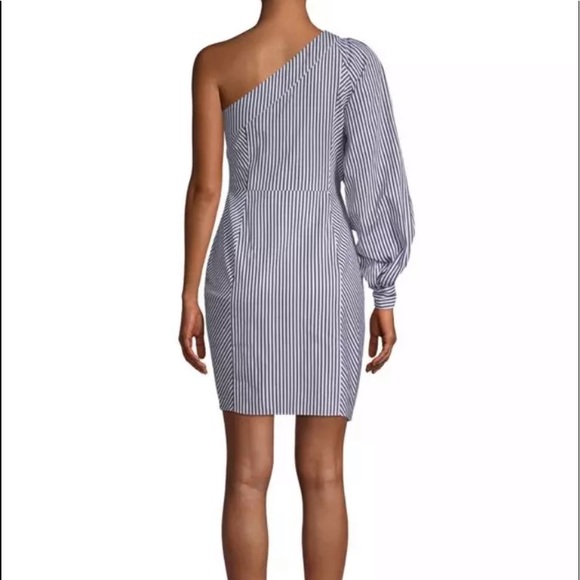 Parker One Shoulder Striped Mini Dress NEW - Picture 2 of 5